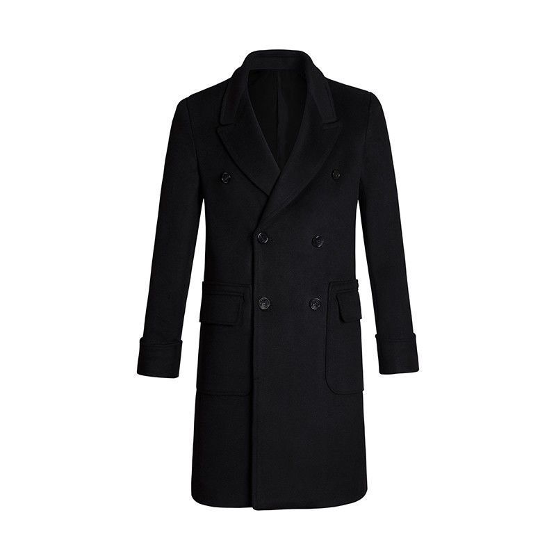 Slim Double Breasted Men's Autumn And Winter Woolen Trench Coat