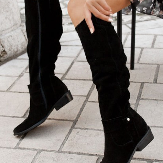 Zipper Suede Women's High Boots