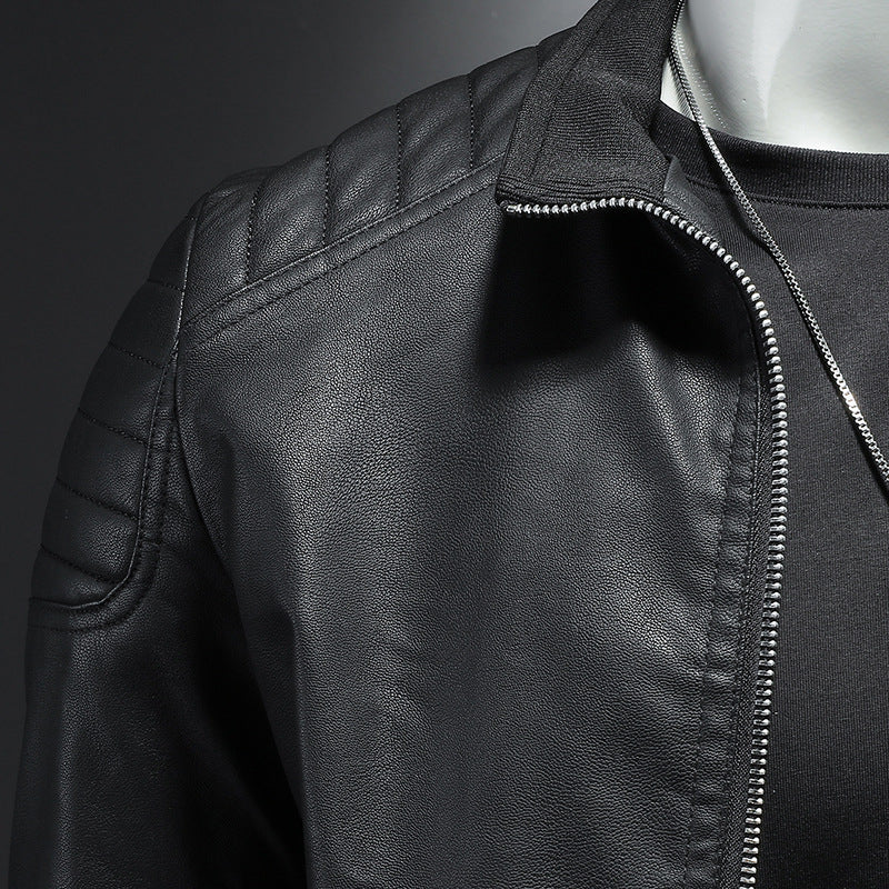 Dünner Mantel aus Leder für Herren-Motorradjacke