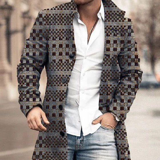 Winter Men's Woolen Stand Collar Casual Coat