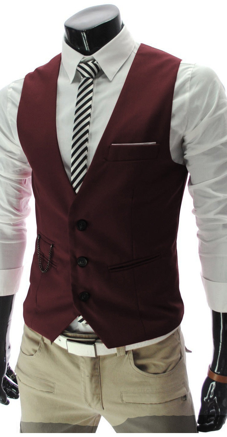 Men's Suit Vest Hairstylist Korean Style Slim