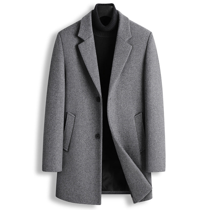 Men's Blazer Collar Single Breasted Wool Jacket