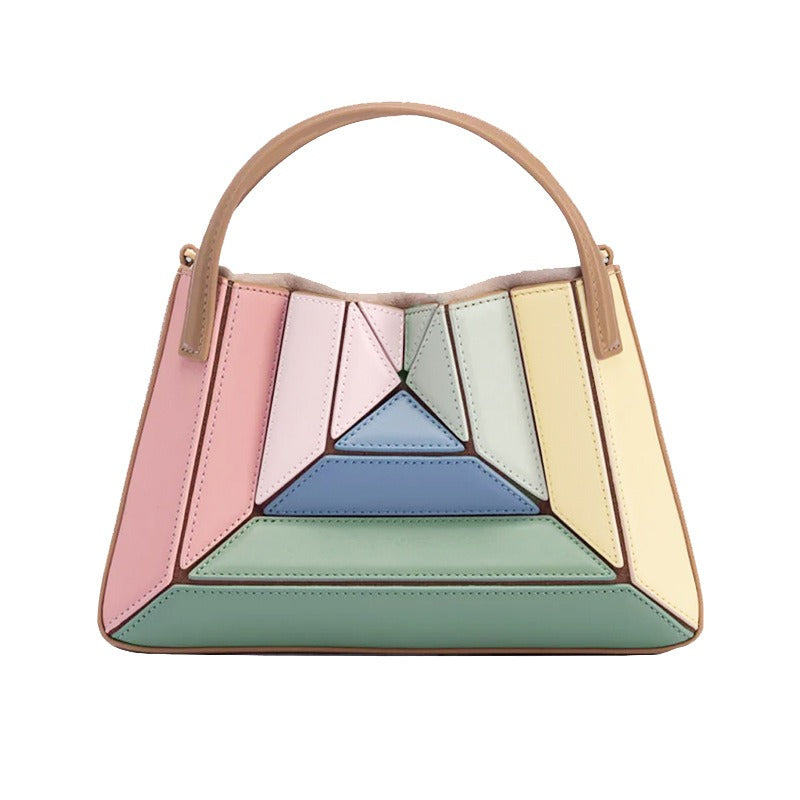 Pleated contrasting color fashionable mini handbag crossbody bag