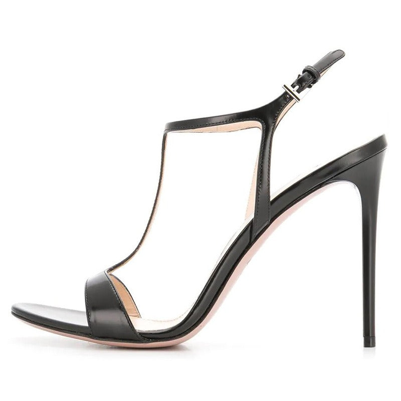 T Shaped Slim High Heels With Buckle, Fashionable Sandal