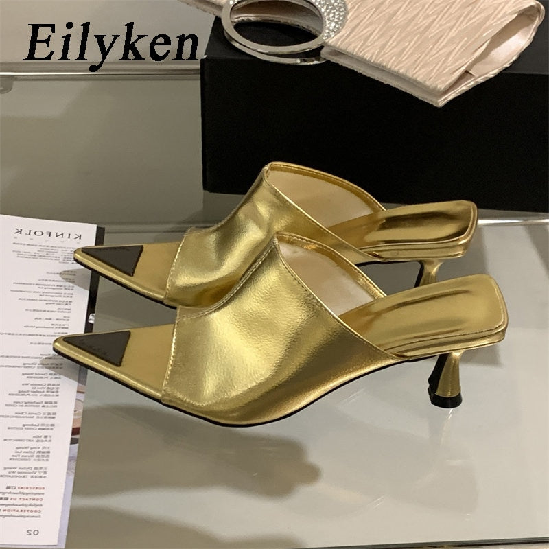 Processing time:3-5days after placing orders Eilyken New Summer Pointed Peep Toe Slide Slippers Women Thin Low Heels Banquet Party Prom Ladies Designer Shoes Zapatos Mujer