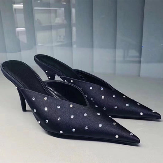 Sexy High Heeled Shoes V-Mouth Thin Heel Pointed Slippers Women Shoes