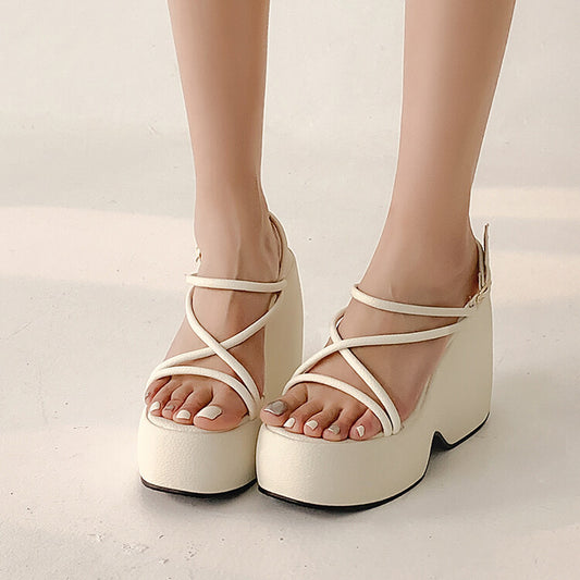 Summer Thick Sole Open Toe Ladies Sandals Super High Heel Platform