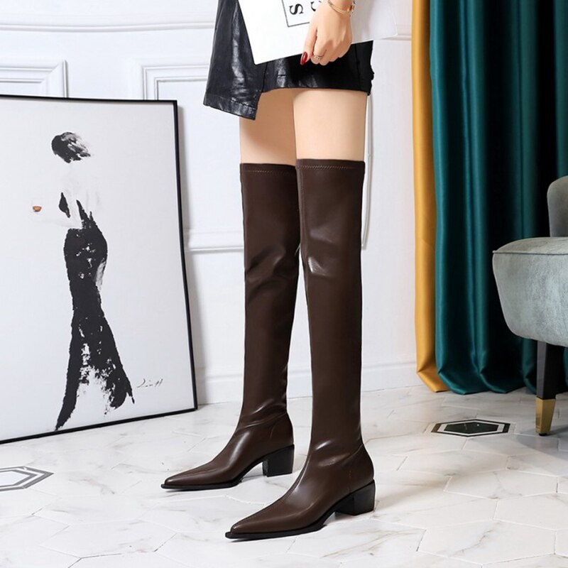 High Heel Pointed Thin Leg Knee Length Women's Boots