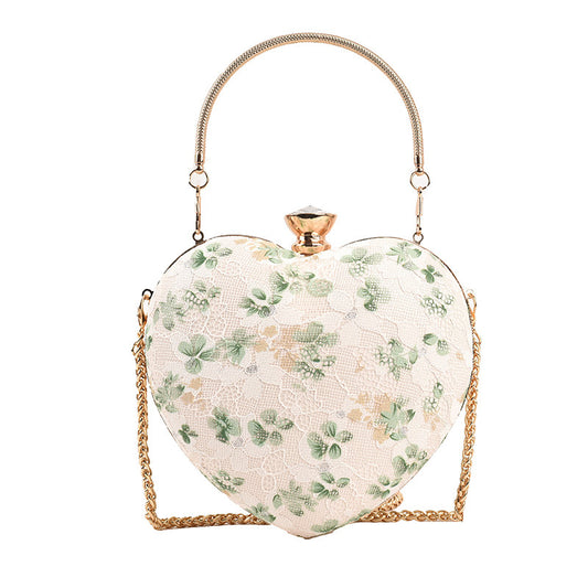 Western Style Single Shoulder Bag Peach Heart Women's Bag Lace Light Luxury Bag New Chain Messenger Bag Small Fresh Bag