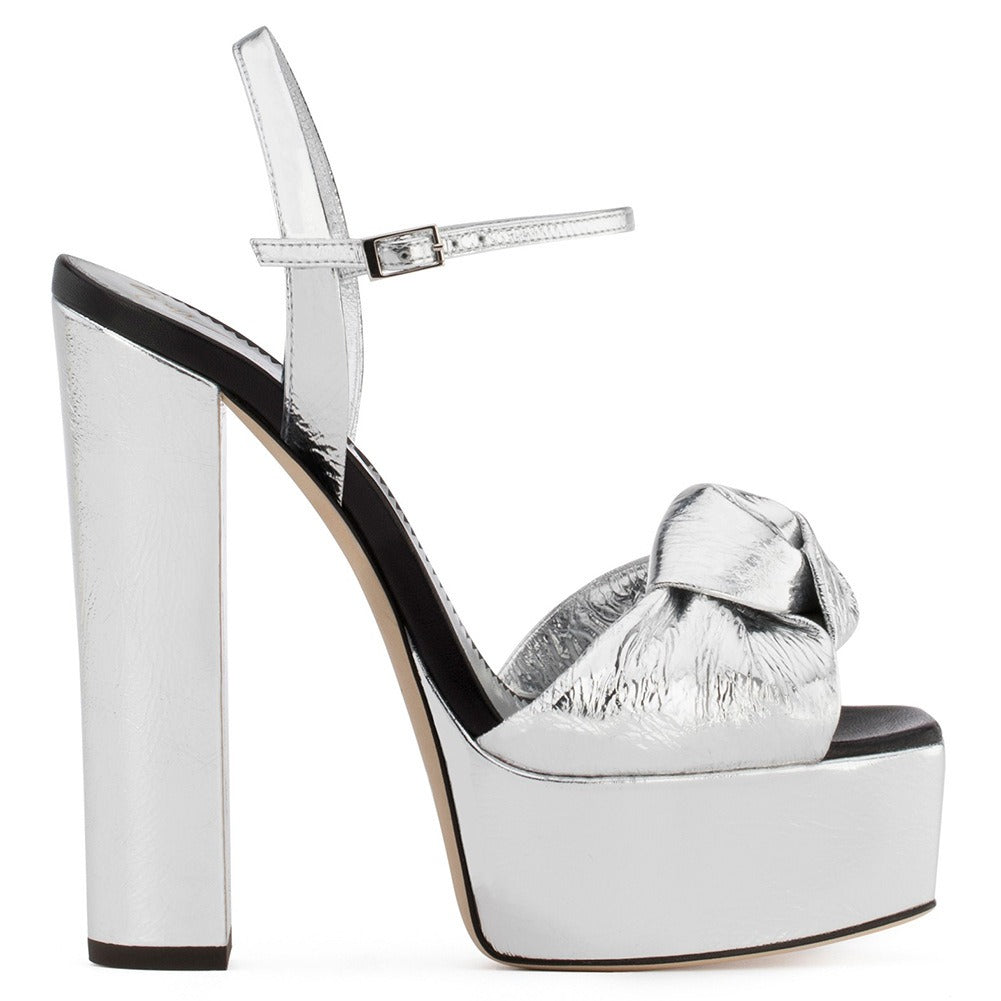 Oversized Silver Platform Thick High Heels Sandals, Dinner Shoes, Wedding Shoes, Fashion Shoes