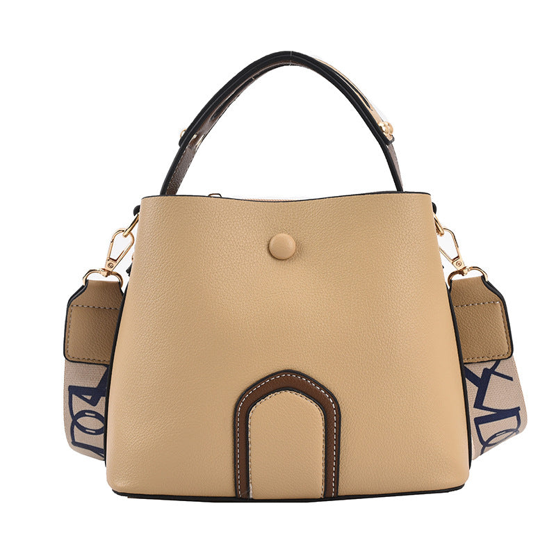 Women's Bag New Spring Simple Bucket Bag PU Casual Bag Handbag Single Shoulder Messenger Bag