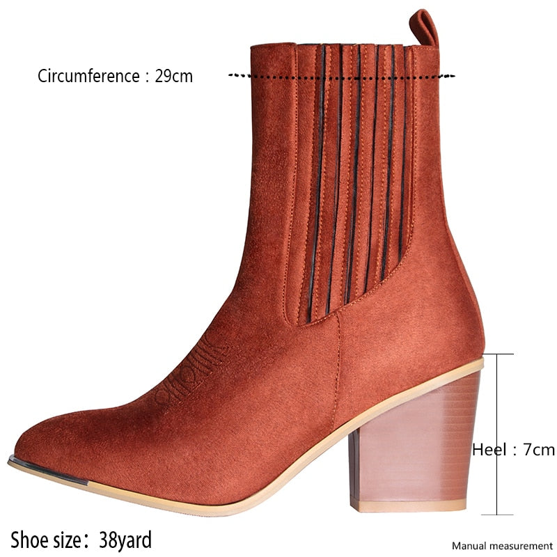 Women Pointed Toe Wedges Ankle Boots Solid Suede Comfortable Female Booties Plus Size 43 Fashion Fall Winter