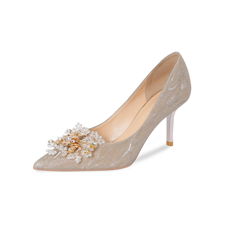 High Heels with Crystal Pointed Toe Pumps Women