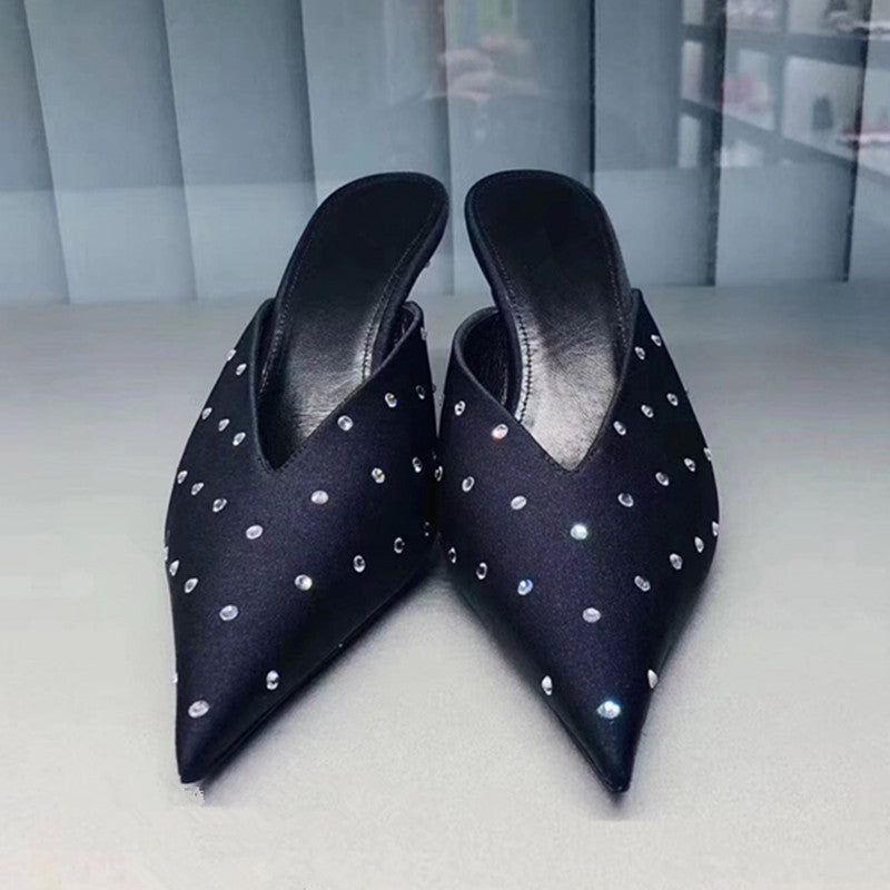 Sexy High Heeled Shoes V-Mouth Thin Heel Pointed Slippers Women Shoes