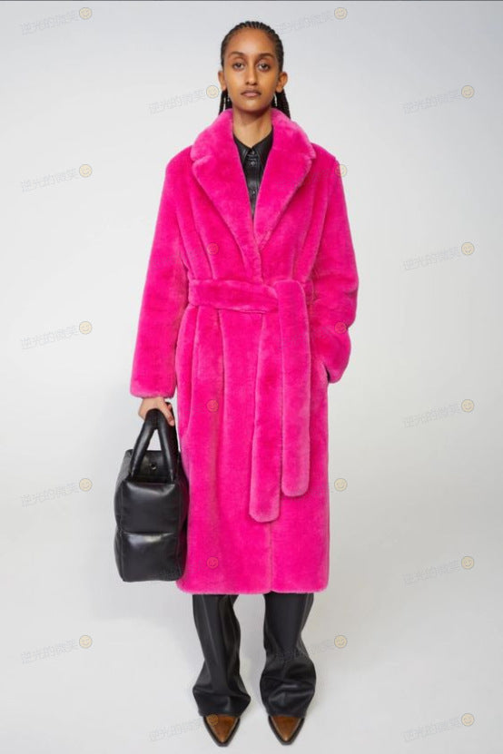 Long Rabbit Mink Fur Coat