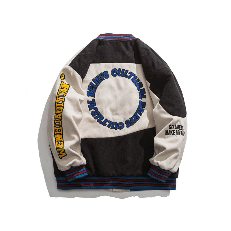 Embroidered Baseball Padded Jacket Men