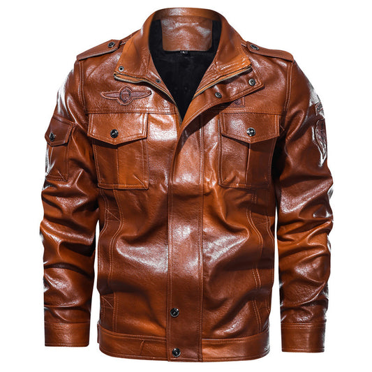 Men's Washed PU Leather Casual Men's Leather Jacket