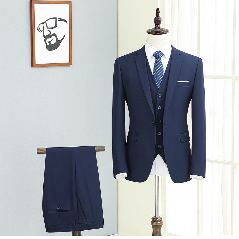 Suit Suit Men's Three-piece Korean Style Slim Autumn Casual Suit