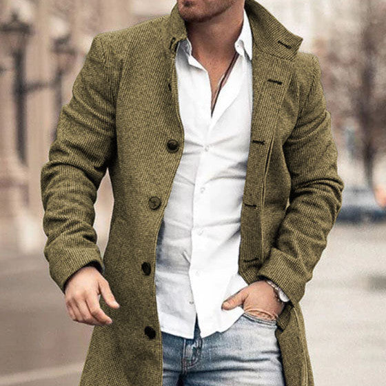 Winter New Men's Woolen Medium Long Casual Coat