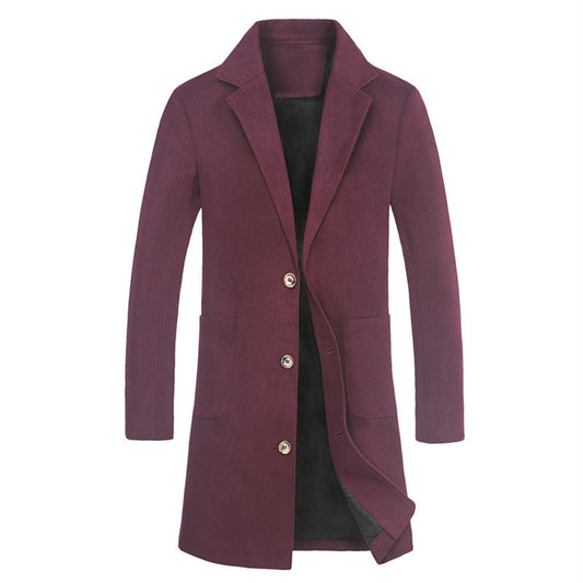 Solid Color Mid-length Single-breasted Jacket