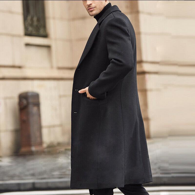 Men's Long Trench Woolen Coat