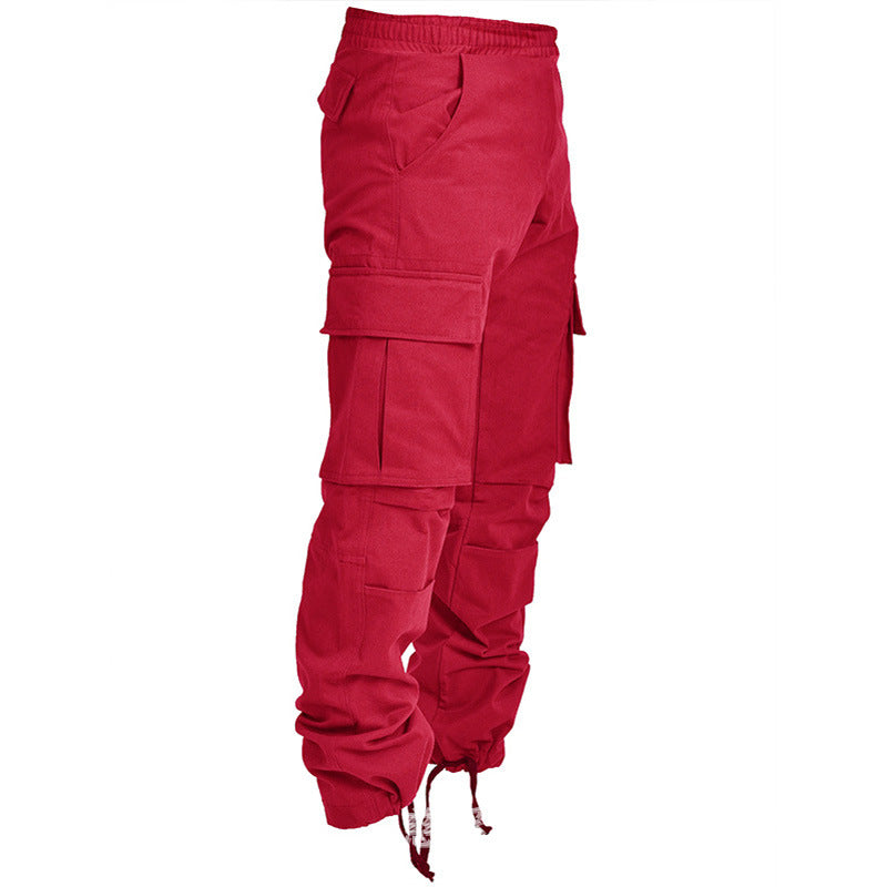 Multi Pocket Six Colors Fashion Casual Men's Cargo Drawstring Loose Pants