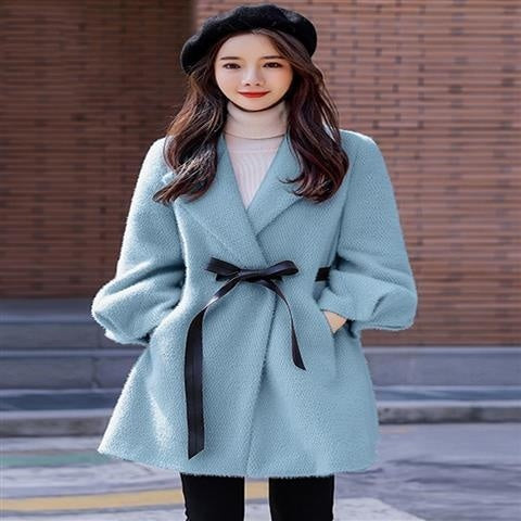 Women's Autumn And Winter New Korean Style Loose Thick Temperament Small Size Woolen Coat