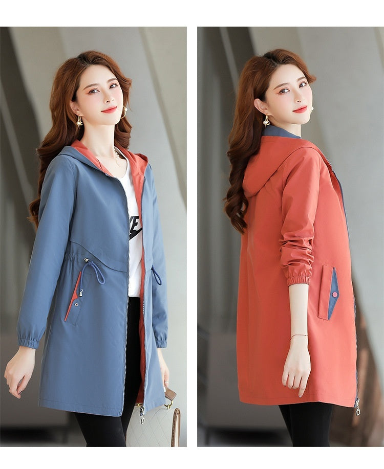 Fashion Plus Size Trench Coat Mid-length Loose Casual Reversible Coat