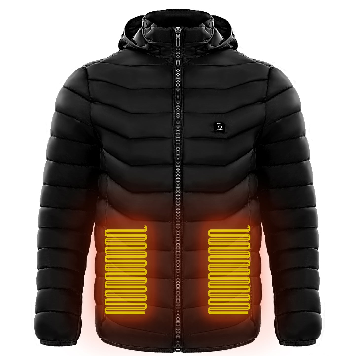 Beheizte Pufferjacke für Herren, elektrischer Heizmantel, isolierte Kapuze, Windjacke, 9 Heizzonen