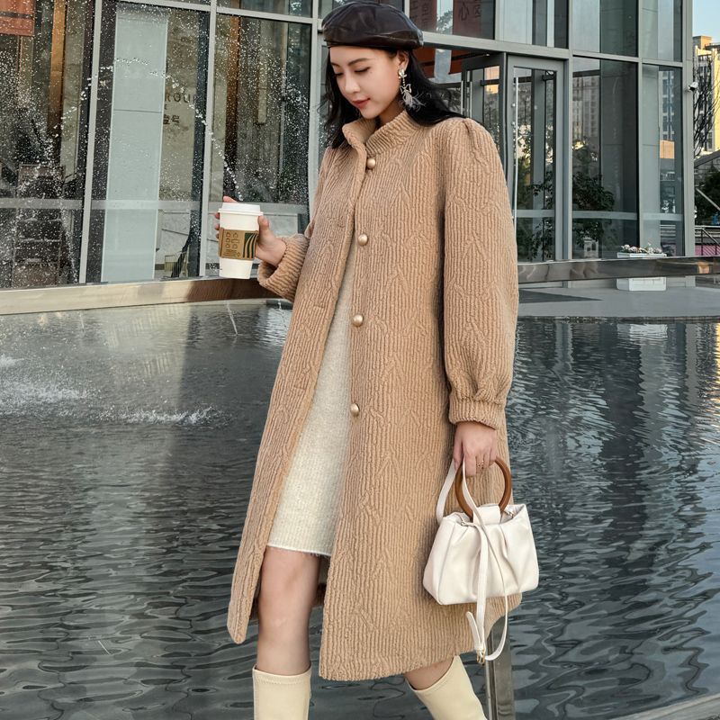 Thickened Long Section Stand Collar Faux Lamb Plush Fur Integrated Fur Environmental Protection Leather Women's Coat