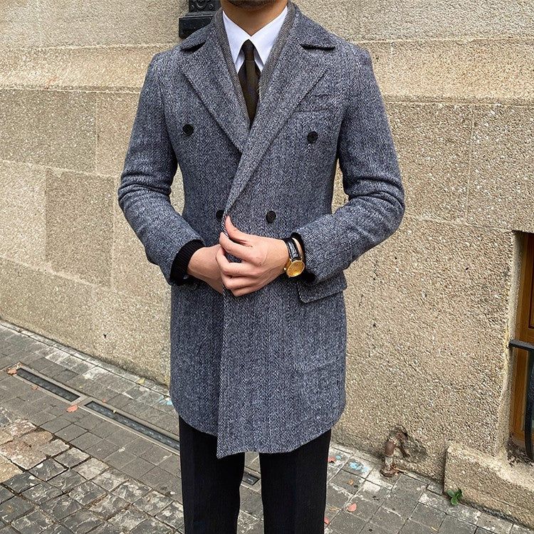 Mid-length Tweed Coat Men