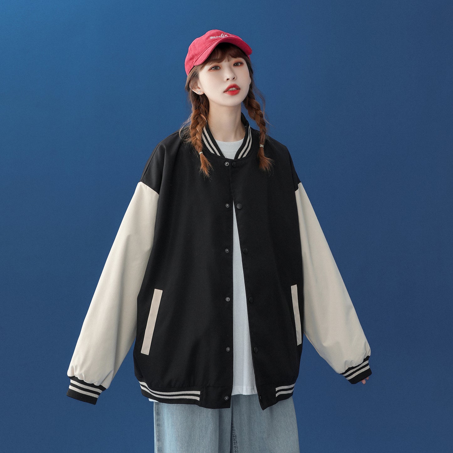 Trendy Brand Baseball Uniform Tooling Loose Bf Black Niche Baseball Jacket Women