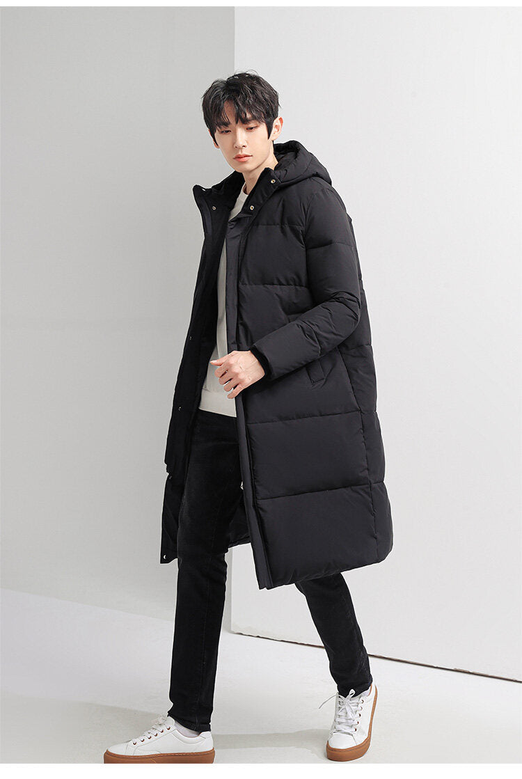 Men's And Women's Long Knee Length Hooded Jacket