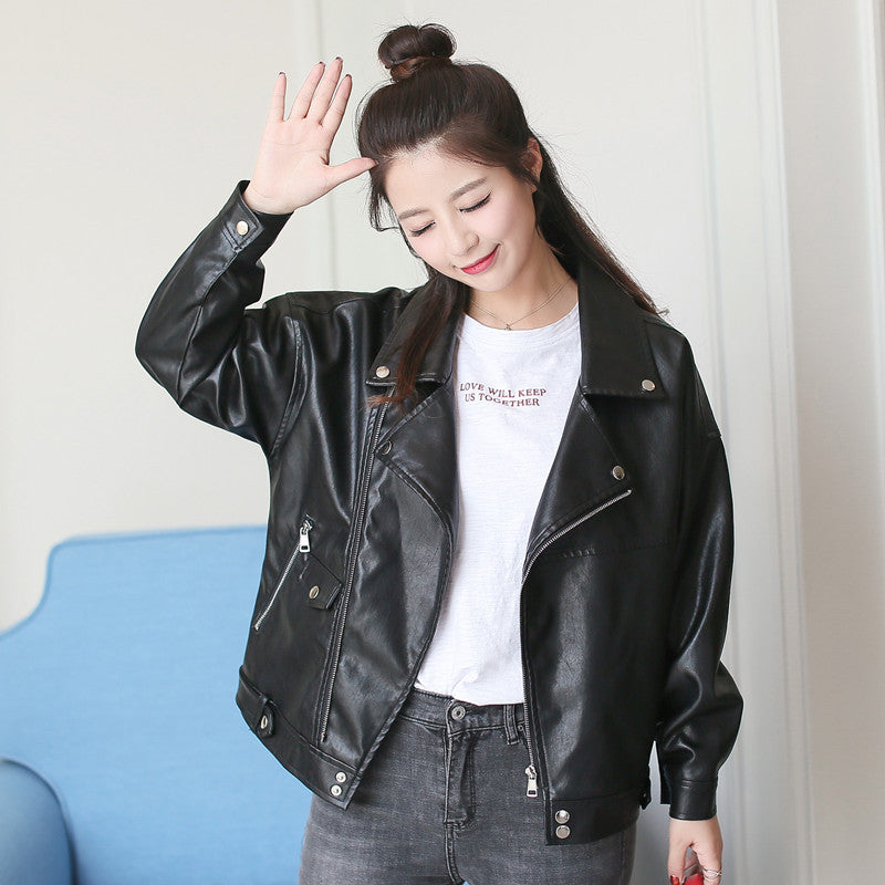 European And American Loose Leather Jacket