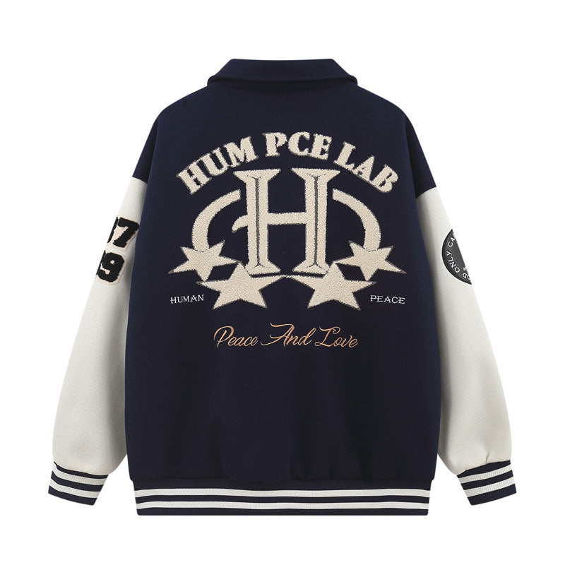 Baseballjacke aus bestickter Retro-Wolle