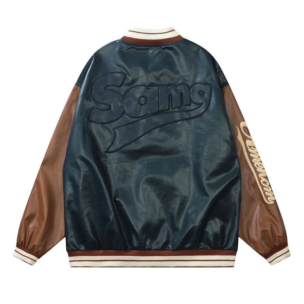 Street Loose Casual Embroidered Letters Motorcycle Leather Jacket