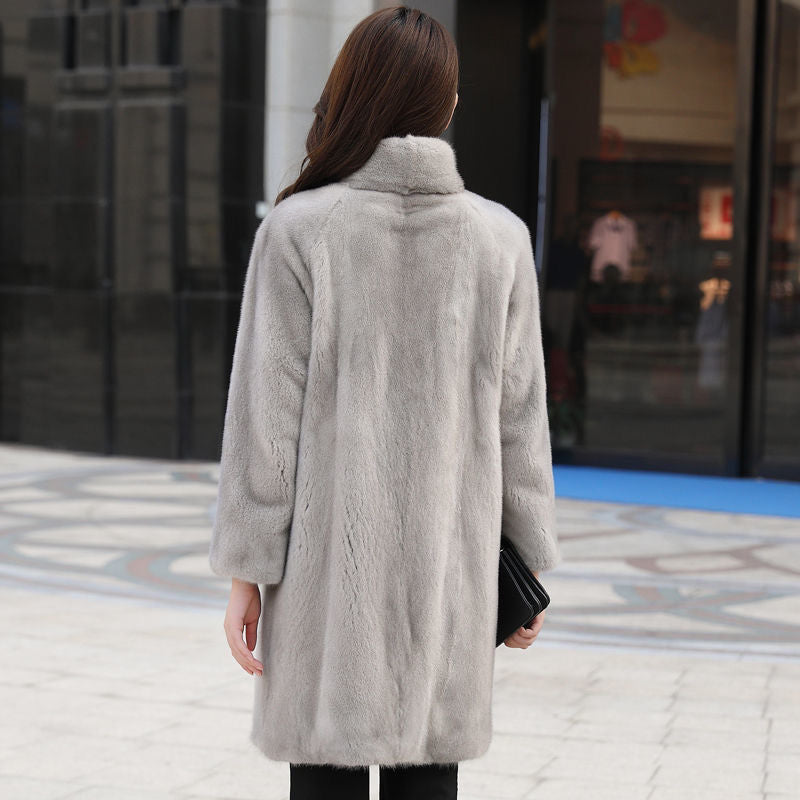 Women's Mink Fur Coat Whole Mink Mid-length
