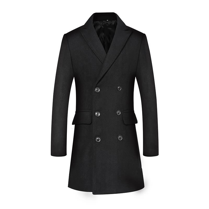 Men's Mid-length Double-breasted Woolen Coat