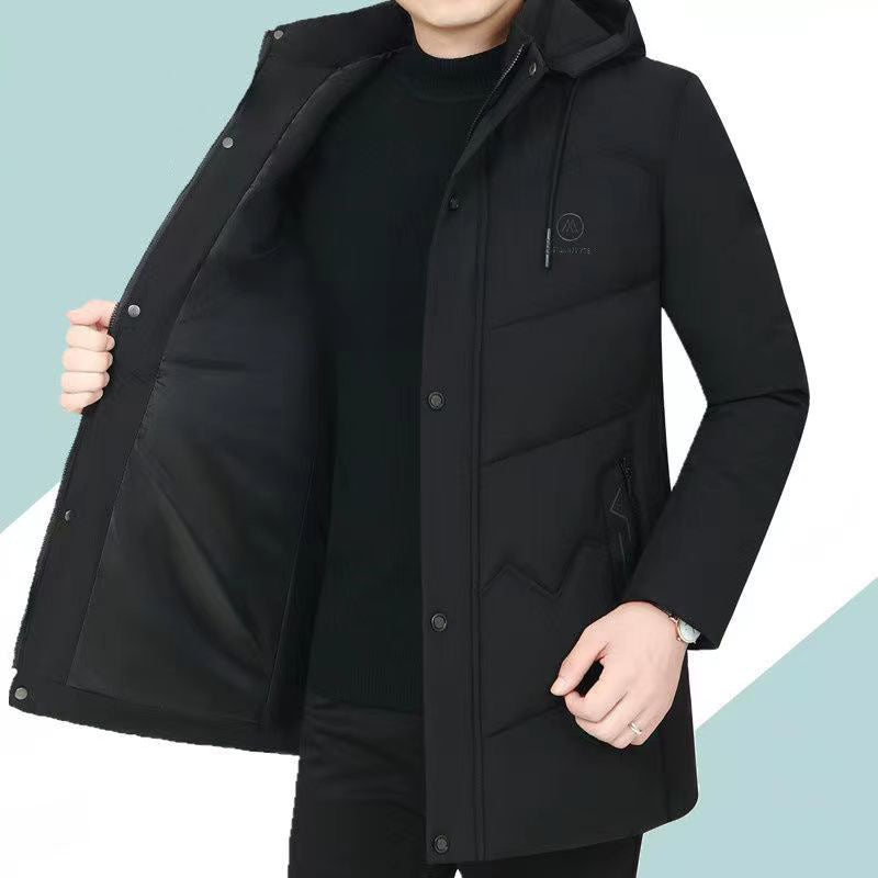 Men's Hooded Padded Jacket Simple Business Wear