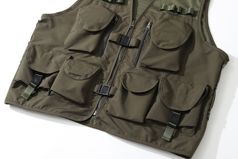 Men's Tactical Vest Folded Through Street Shooting Hip Hop Three-dimensional Multi-pocket
