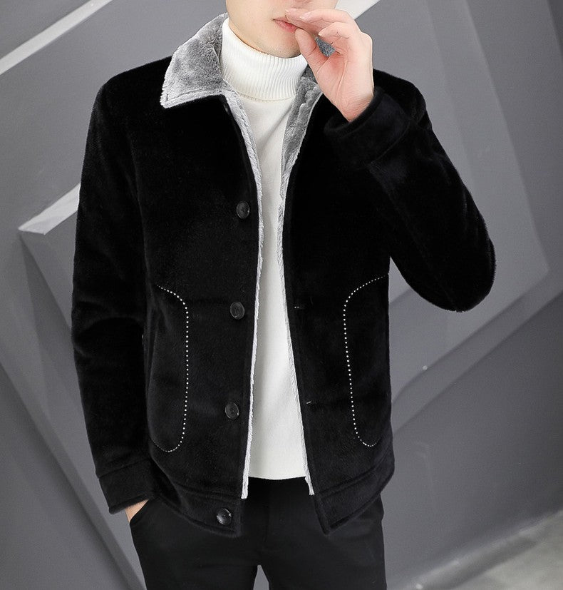 Men's Warm Plush Lapel Jacket