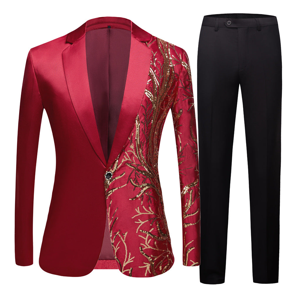 Men's Embroidered Sequin Suit