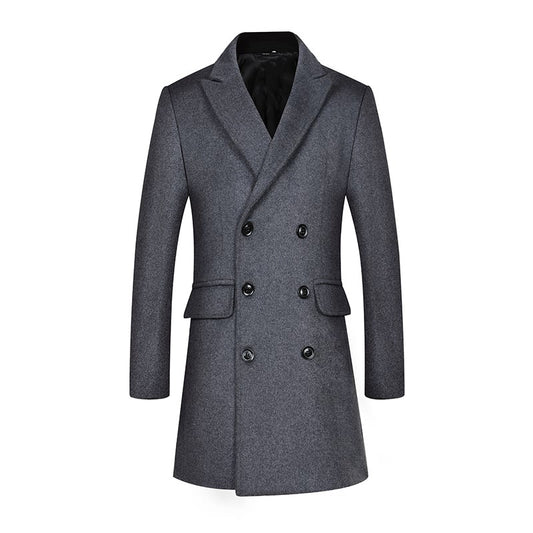 Men's Mid-length Double-breasted Woolen Coat