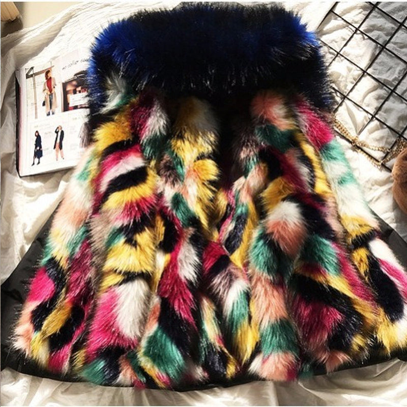 Women's Autumn And Winter Fur Collar Hooded Large Short Coat