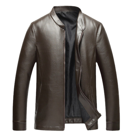Men's Thin Zipper Pu Leather Jacket
