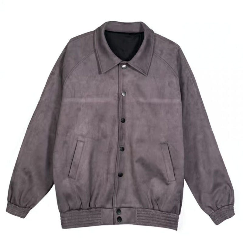 Suede Wire Jacket Button Down Baseball Jersey