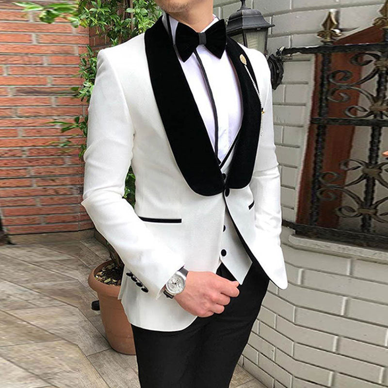New Korean Version Of The Suit Collar Men's Suit Three-piece Set