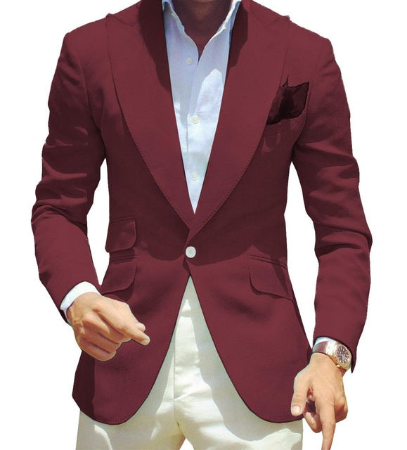 Men's Pure Color Suit Jacket Simple Temperament