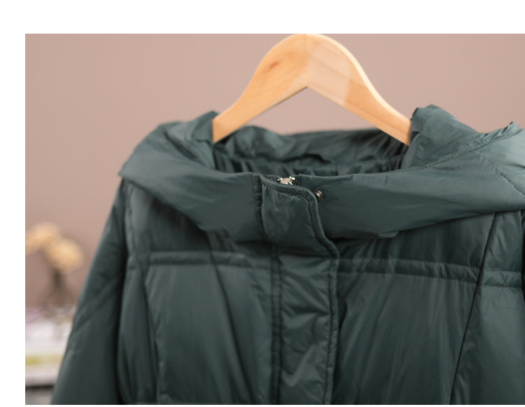 Mid-length Thickened Warm White Duck Down Jacket