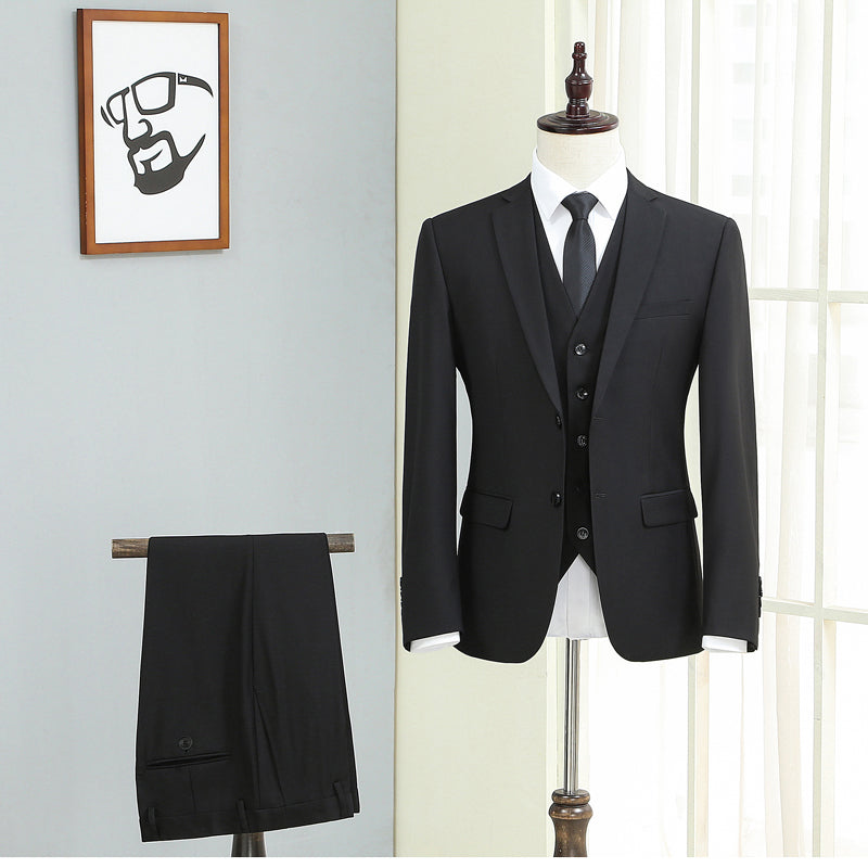 Suit Suit Men's Three-piece Korean Style Slim Autumn Casual Suit